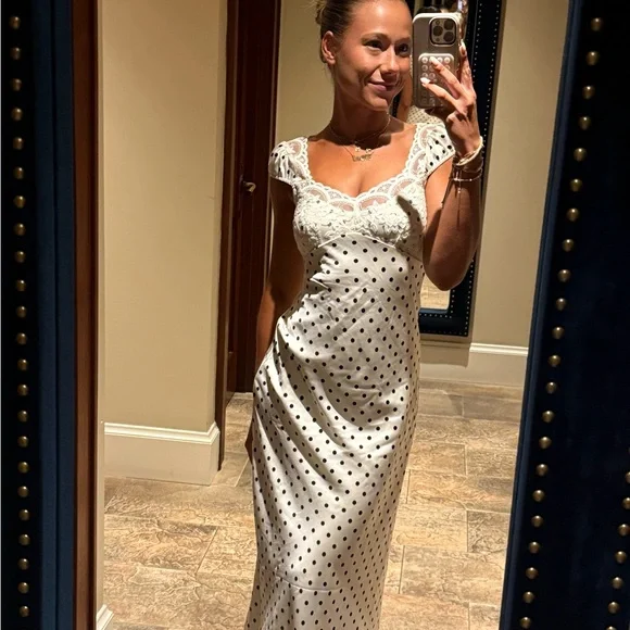 Jessica Simpson White and Black Polka Dot Maxi Dress - Picture 1 of 4